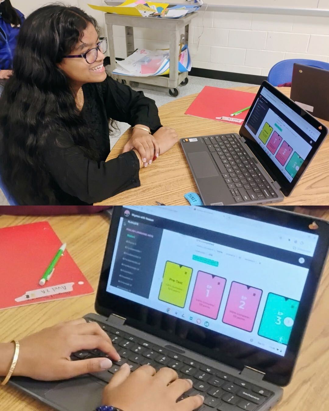 A student using Rhymes with Reason during a classroom lesson.